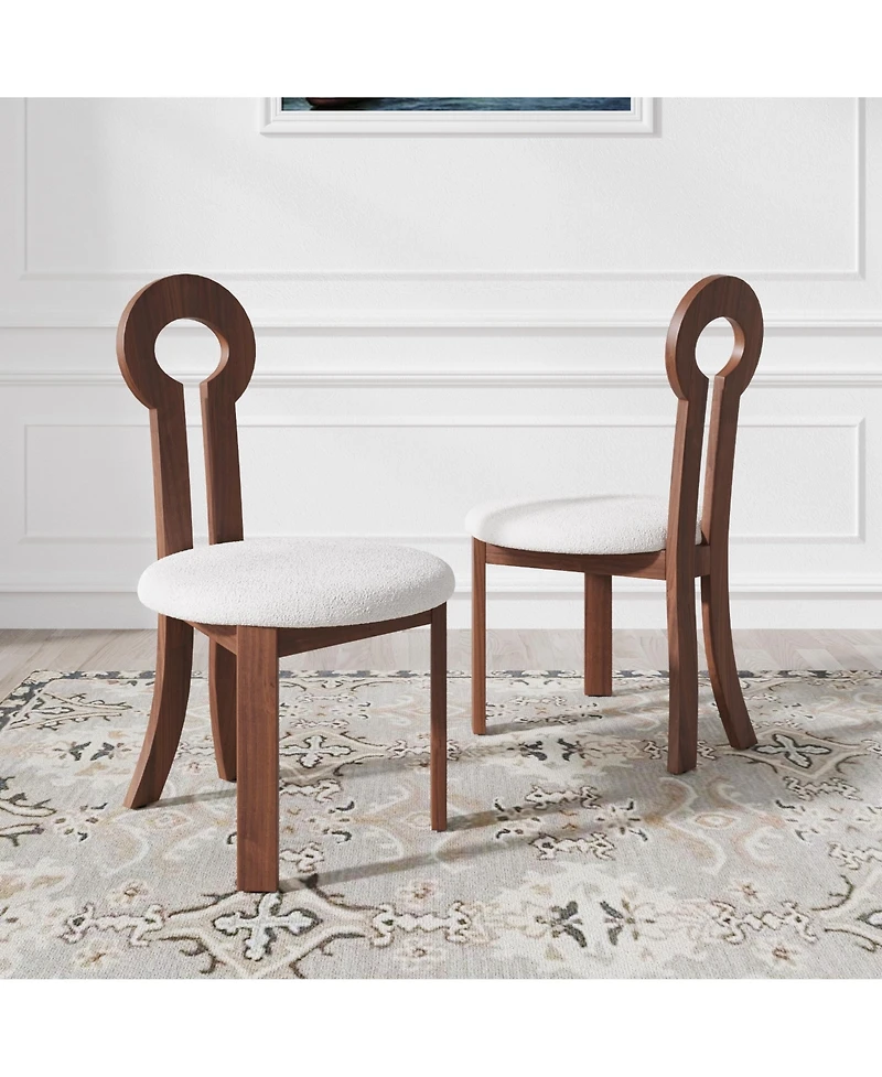 Decksplore Upholstered Sherpa Dining Chairs Mid Century Wooden Frame with Walnut Legs Ideal for Kitchen Room Use
