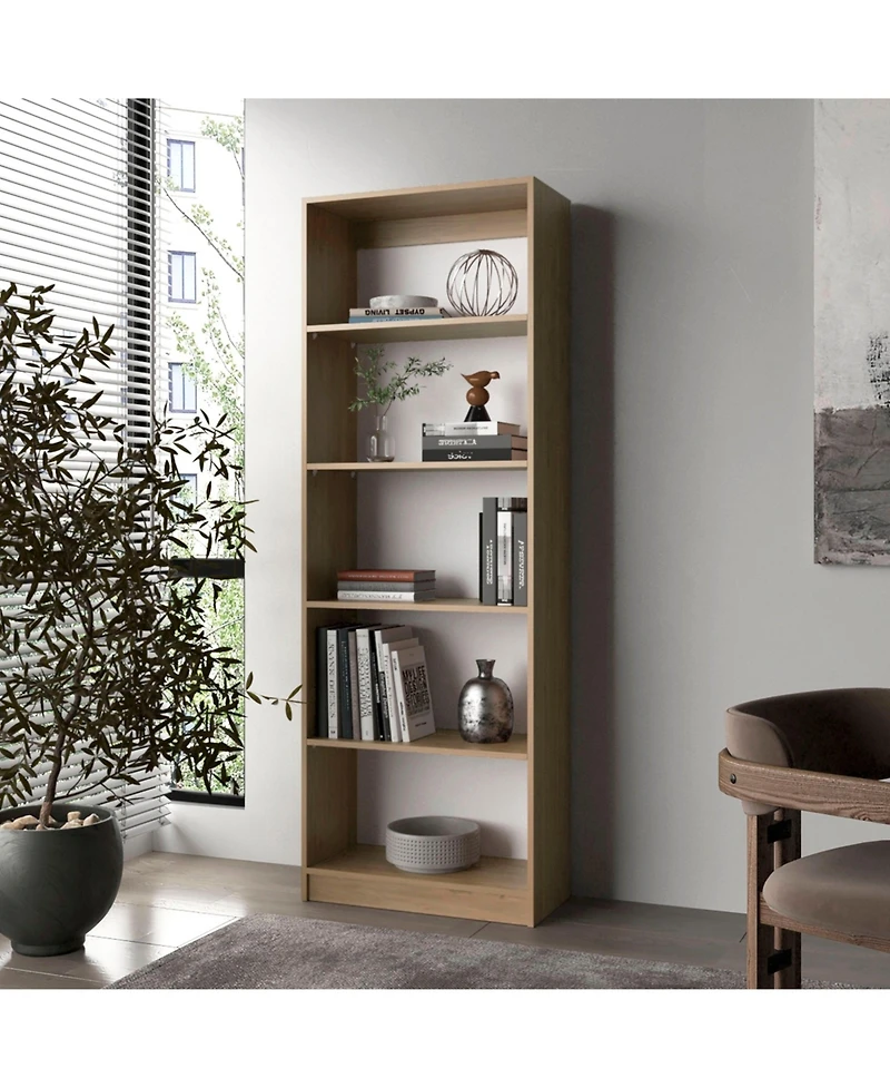 Fm Furniture Dam Bookcase with Open Storage and 5 Shelves