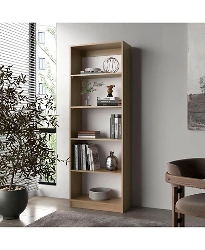 Fm Furniture Dam Bookcase with Open Storage and 5 Shelves