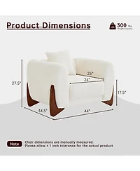 Morden Fort Cloud-Soft Cream Boucle Accent Arm Chair Upholstered Living Room Modern Sofa Chairs with Wood Legs
