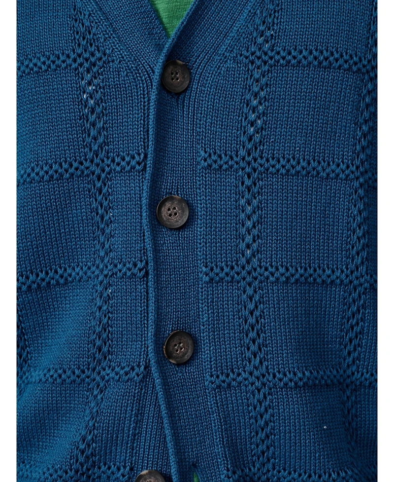 Aubin Men's Rainham Checked V-Neck Regular-Fit Cardigan