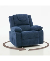 homfan 150 Degree Reclining Accent Chair for Adults, 360 Swivel Rocking Single Sofa with Vibration Massage and Heating, Side Pocket for Living Room