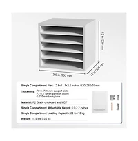 Slickblue 5 Compartment Mail Sorter Organizer with Adjustable Shelves for Office, Classroom & Home