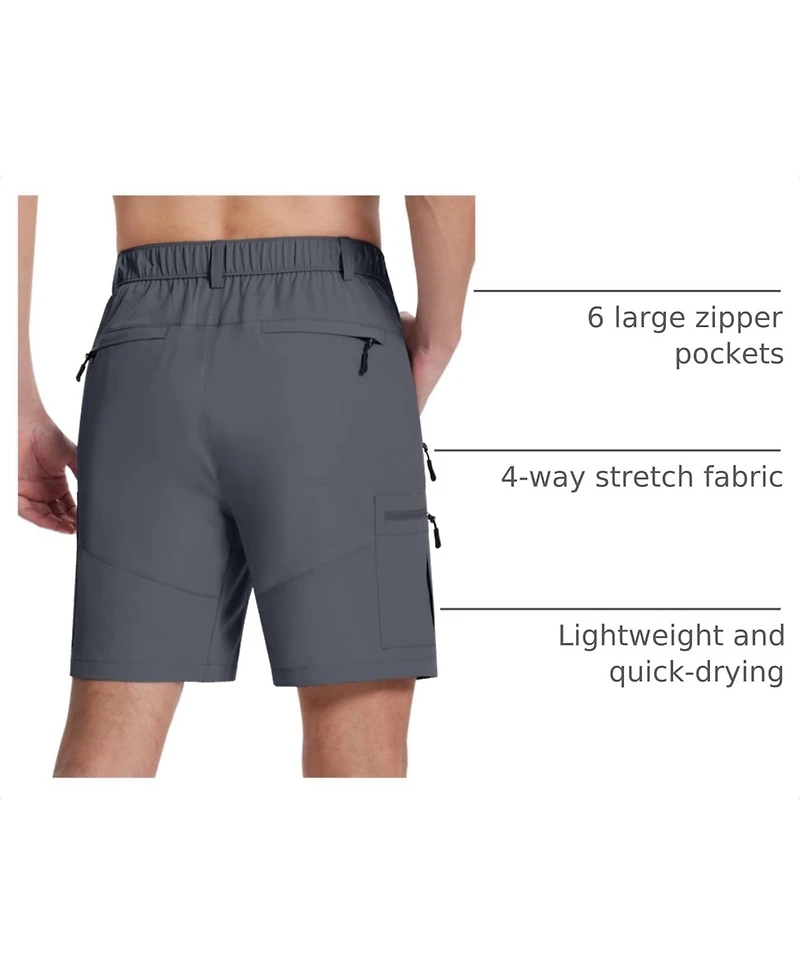 Piscifun Mens Hiking Cargo Shorts 6 Zipper Pockets Quick Dry Lightweight Upf 50 Water Resistant Golf Fishing Casual Wear