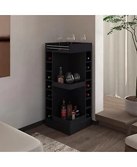 Fm Furniture Lamer Corner Bar Cabinet with Wine Rack and Open Shelf