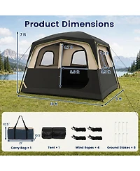 Gymax 6-Person Camping Tent with Top Rainfly Mesh Windows Large Door Ground Stakes