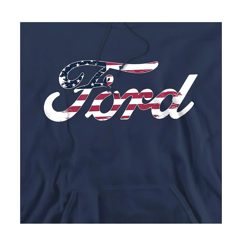 Mustang Men's Ford Flag Logo Graphic Pull-Over Hoodie
