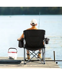 Slickblue Portable Outdoor Camping Chair with Padded Armrests, Side Pockets and Cooler Bag