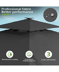 Pellebant Rectangular Solar Powered Led Patio Umbrella Offset Cantilever with 350-lb Base