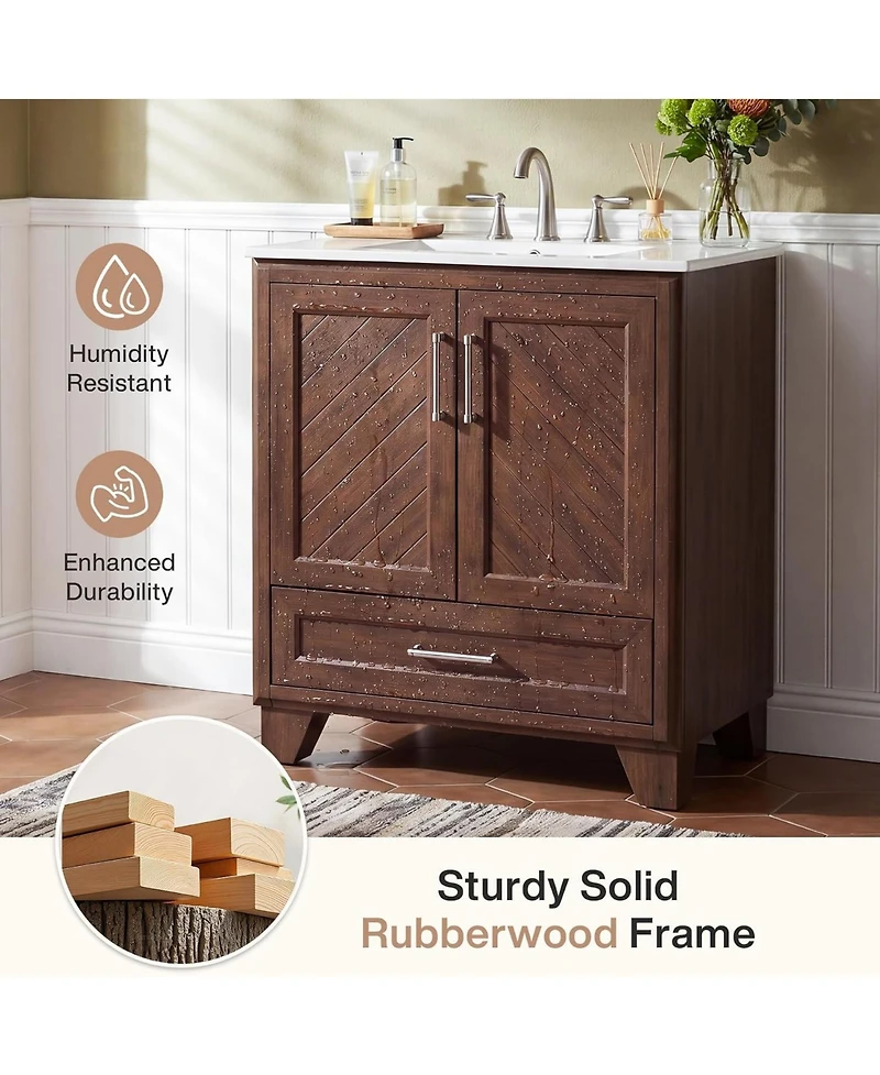 Tribesigns 30" Bathroom Vanity with Sink, Farmhouse Freestanding