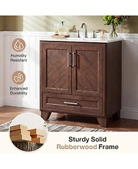Tribesigns 30" Bathroom Vanity with Sink, Farmhouse Freestanding
