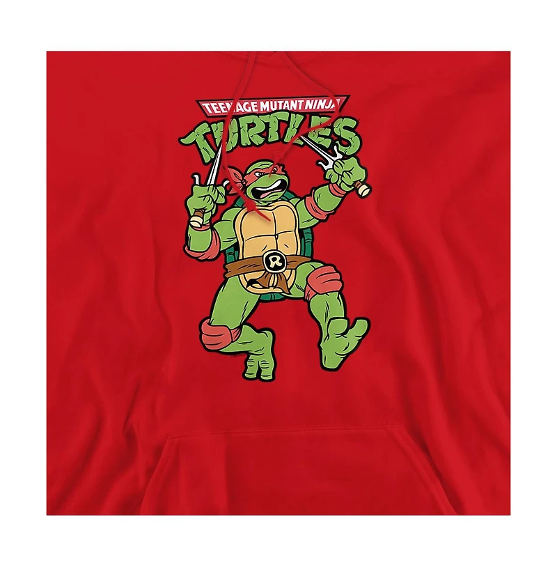 Teenage Mutant Ninja Turtles Men's Retro Raph Graphic Kangaroo Pocket Cotton-Polyester Blend Hoodie