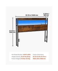 Sugift Full Size Headboard with Shelves Led Lighting 3 Outlets and 3 Usb Charging Ports
