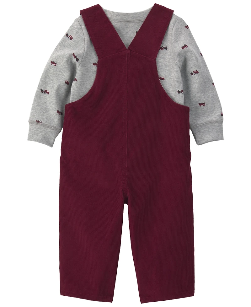 Carter's Baby Boys' Crewneck T-Shirt and Holiday Corduroy Overall, 2-Piece Set