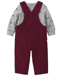 Carter's Baby Boys' Crewneck T-Shirt and Holiday Corduroy Overall, 2-Piece Set