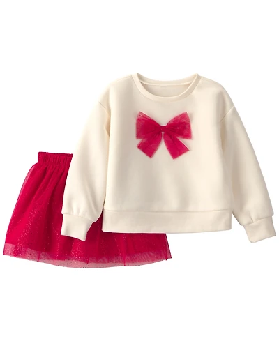 Carter's Baby Girls' Tulle Bow Fleece Top and Skort, 2-Piece Set