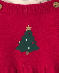 Carter's Baby Girls' Christmas Tree Crewneck T-Shirt, Dress and Tights, 3-Piece Set