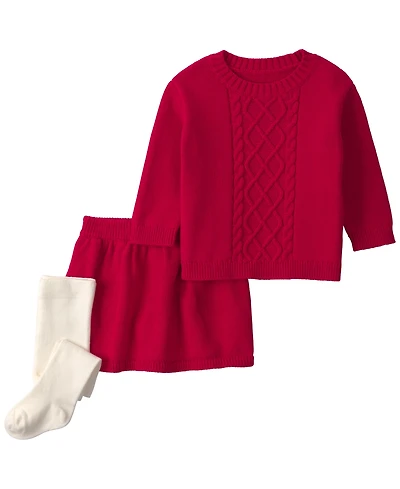 Carter's Baby Girls' Crewneck Sweater, Skirt and Tights, 3-Piece Set