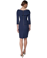 Donna Karan New York Women's Long-Sleeve Peplum Foldover Boat Neck Dress