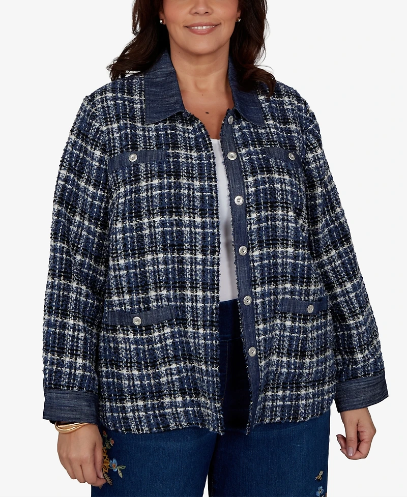 Alfred Dunner Plus Tweed Plaid Jacket