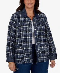 Alfred Dunner Plus Tweed Plaid Jacket