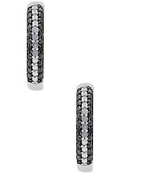 Black & White Diamond Hoop Earrings (1/6 ct. t.w.) in Sterling Silver
