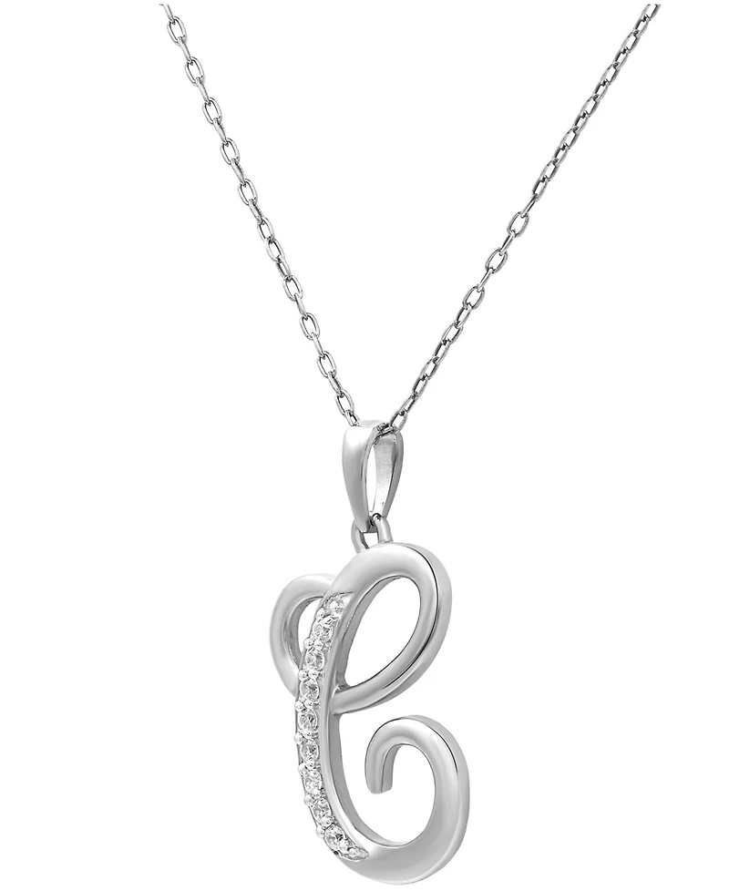 Diamond C Initial 18" Pendant Necklace (1/10 ct. t.w.) in Sterling Silver