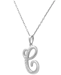 Diamond C Initial 18" Pendant Necklace (1/10 ct. t.w.) in Sterling Silver