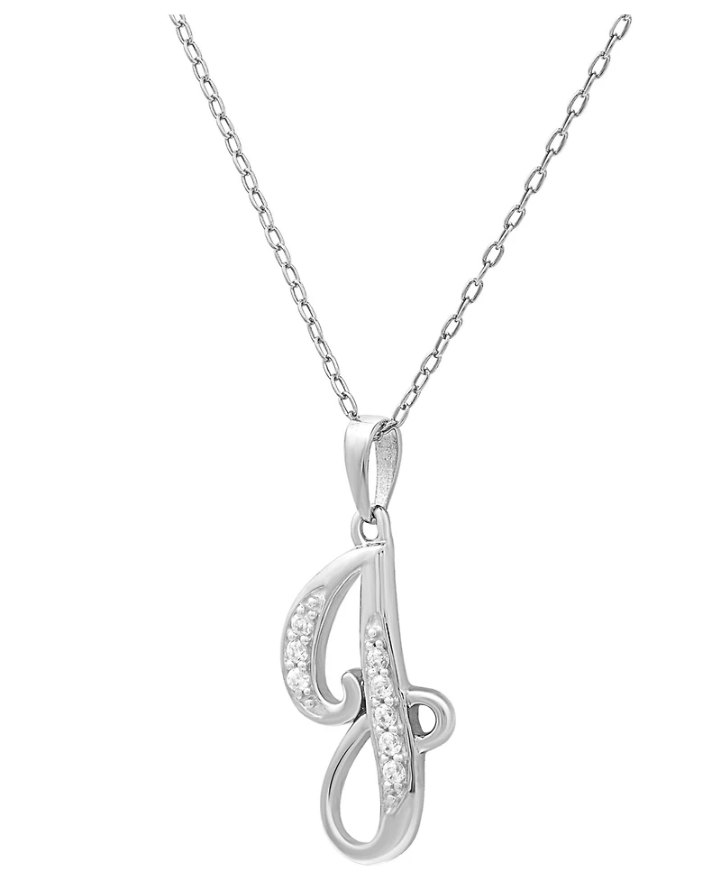 Diamond J Initial 18" Pendant Necklace (1/10 ct. t.w.) in Sterling Silver