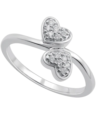 Diamond Double Heart Ring (1/10 ct. t.w) Sterling Silver