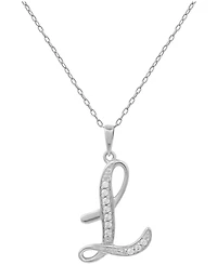 Diamond L Initial 18" Pendant Necklace (1/10 ct. t.w.) in Sterling Silver