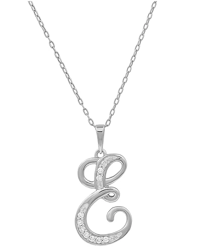 Diamond E Initial 18" Pendant Necklace (1/10 ct. t.w.) in Sterling Silver
