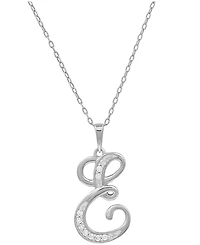 Diamond E Initial 18" Pendant Necklace (1/10 ct. t.w.) in Sterling Silver
