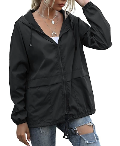 Piscifun Women's Lightweight Waterproof Packable Rain Jacket Windproof Hooded With Pockets For Travel Outdoor