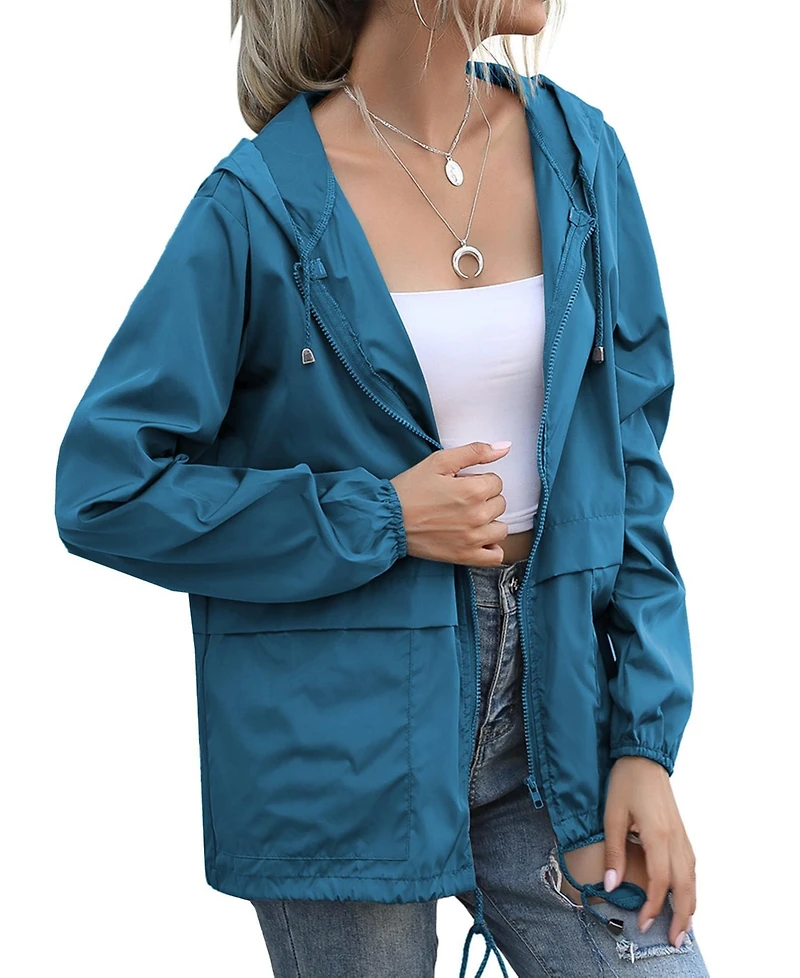 Piscifun Women's Lightweight Waterproof Packable Rain Jacket Windproof Hooded With Pockets For Travel Outdoor