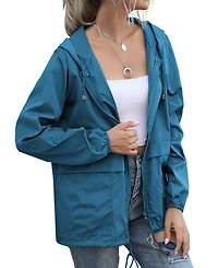 Piscifun Women's Lightweight Waterproof Packable Rain Jacket Windproof Hooded With Pockets For Travel Outdoor