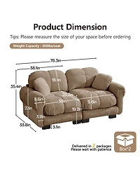 Clihome Chenille Cloud Loveseat Sofa with exquisite pillows
