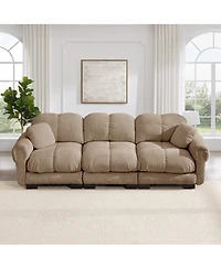 Clihome Chenille Cloud 3-Seater Sofa, Exquisite pillows and quilted back cushions