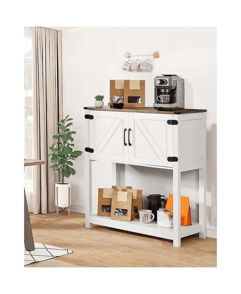 Sugift Farmhouse Coffee Bar Cabinet with 3-Tier Storage and Magnetic Doors 31.5 In Wide