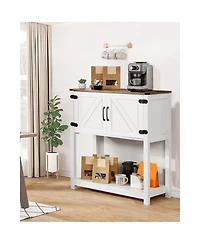 Sugift Farmhouse Coffee Bar Cabinet with 3-Tier Storage and Magnetic Doors 31.5 In Wide