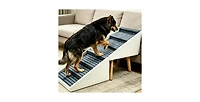 Zeny 2-in-1 Foldable 6-Step Dog Ramp, 23.05" Height Anti-Slip Pet Stairs for High Beds and Sofas, Suitable Small Medium Large Dogs