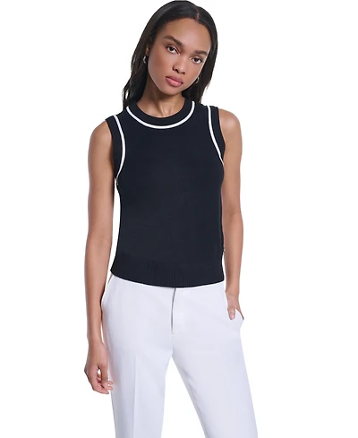 Karl Lagerfeld Paris Women's Contrast-Trim Sleeveless Sweater