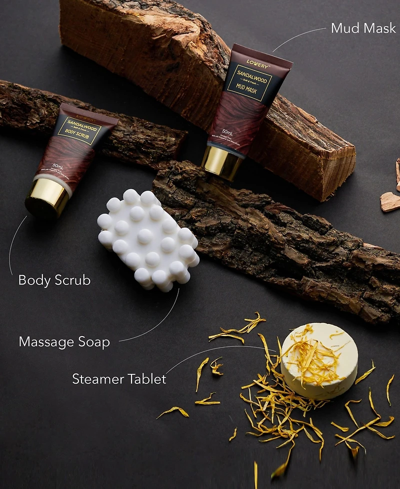 Lovery 14 Piece Body Care Gift Set, Sandalwood Bath Gift Set, Grooming Self Care Kit