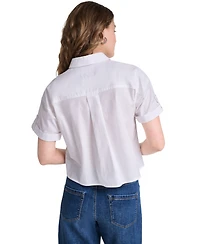 Karl Lagerfeld Paris Women's Cotton Crop Scene Button-Front Top