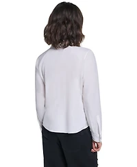 Karl Lagerfeld Paris Women's Placed Print Button Down Top