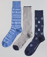 Perry Ellis Portfolio Men's Hanukkah Classic Crew Socks, 3-Pack