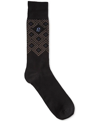 Perry Ellis Portfolio Men's Bamboo-Blend Geometric Argyle Crew Socks