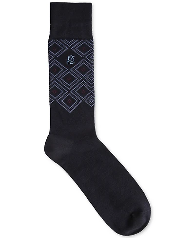 Perry Ellis Portfolio Men's Bamboo-Blend Geometric Argyle Crew Socks