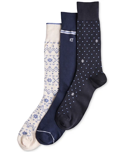 Perry Ellis Portfolio Men's Fair Isle Flat-Knit Crew Socks, 3-Pack