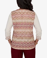 Alfred Dunner Petite Keyhole Neck 3/4-Sleeve Blouse